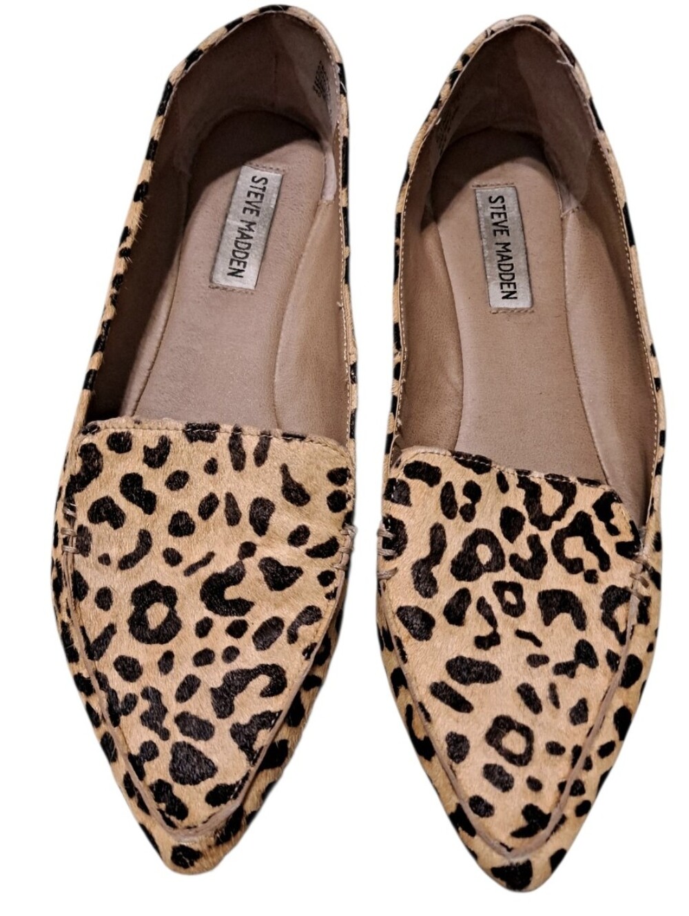 Steve Madden Leopard-Print Pointed Toe Flats in Tan and Black